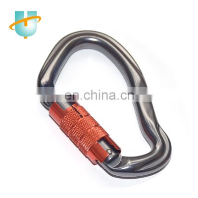 23KN Custom logo High Quality WholeSale gold G-type ring Outdoor Climbing auto-locking aluminum big gate Carabiner hook