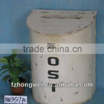 Hongwei Handmade Antique Vintage White Wooden Mailbox/Letter Box/Post Box for Home&Garden Decor,Wall Mounted,High Quality