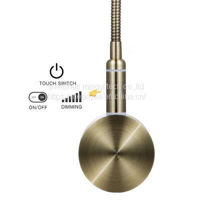 Meanyee Touch Switch Stepless Dimmable Hard-Wired Reading Lamp Wall Mount Surface Sconce Lamp Led Bedside Lights/Lamp for Book Reading in Bed(Warm White 3000-3200k) Bronze Finished photo-2