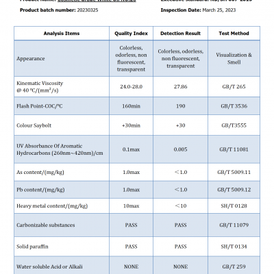 Cosmetic Grade White Oil- Mineral Paraffin Oil