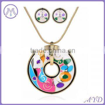 Rainbow Colorful Jewelry Set Enamel Earrings and Necklace