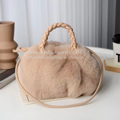 011Autumn and winter new pumpkin cloud bag drawstring woven rope portable handbag women messenger plush bag