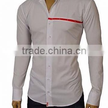 Men's cotton slim fashion style black&white man shirt design