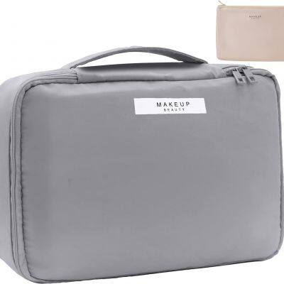 Travel Makeup Bag Toiletry Bag for Women and Girls(gray)