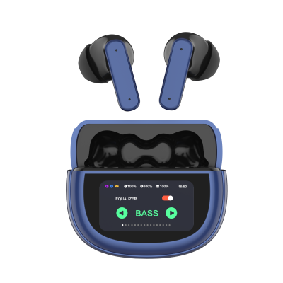 LED touch screen TWS earphones wireless ANC ENC noise cancellation bluetooth in-ear headset