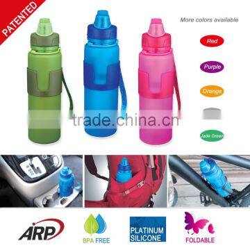 650ml 22oz cheap BPA Free Silicone Foldable Water Bottlle