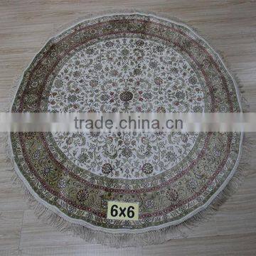 Oriental handmade silk persian knot 6x6 rug round