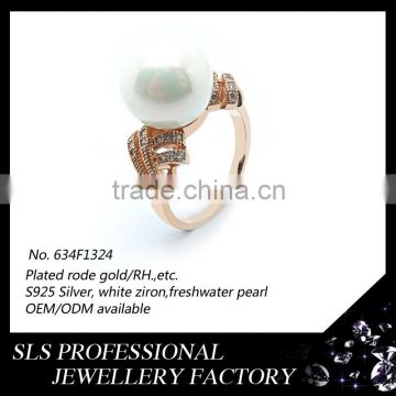 925 sterling silver jewelry wholesale gold plated ring stamped 18k pearl cz ring