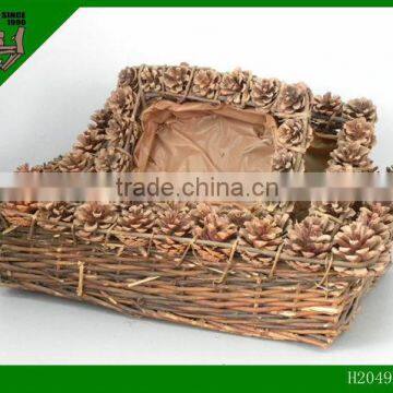 Made of Pinecone square willow basket