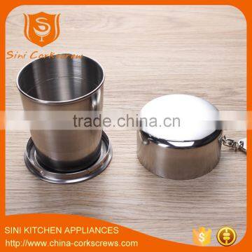 Stainless Steel Folding Cup With Cover Foldable Cup Telecope Cup 3section Collapsible Cup