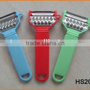 HS2033 Bright Color Plastic Handle Peeler and Grater Function