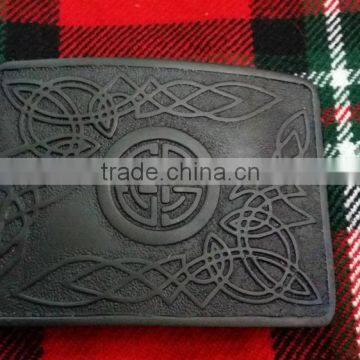 Celtic Design Kilt Belt Buckle In Black Finished Made Of Brass Material