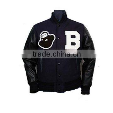 winter jacket custom varsity jacket with leather sleeve wholesale