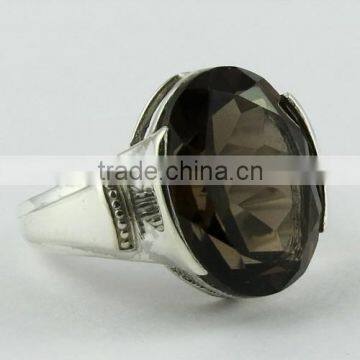 Classy Smoky Quartz Ring, Gemstone Silver Jewellery, Fine Silver Jewellery