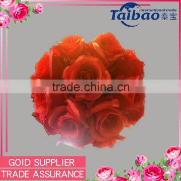 Beautiful and good quality red artificial rose flower ball