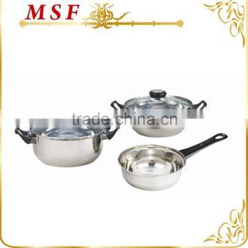 MSF-3020-Black 5pcs stainless steel cookware set 16cm saucepan 18cm & 20cm saucepot for promotion