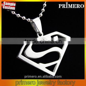 Superhero Stainless Steel Leather Or Bead Chain Superman Pendant Necklace