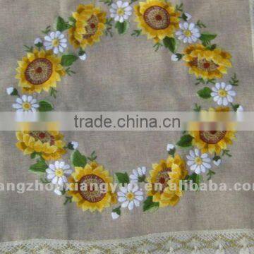 Fancy sunflower crewel embroidery table cloth