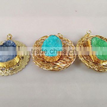 In stock druzy stone wholesale gold plated Druzy /Drusy Quartz for Pendant Jewelry