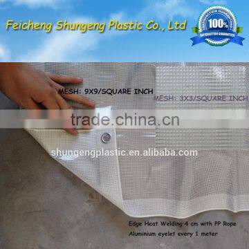 PVC transparen laminated tarpaulin/covers/leno fabric film