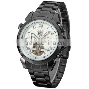 New Fashion Black Tourbillon Mechanical Watches ,Men's Classic Transparent Steampunk Wrist Watch Gift Relogio Masculino photo-2