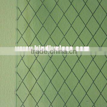 Wired laminated glass with rhombic steel net