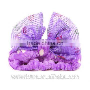 korea style beauty cute hot sale designer organza bowknot kids hairband for female girl