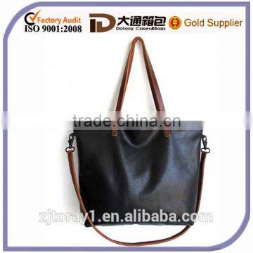 Large Black Leather Cross Body Laptop Tote Bag for Ladies