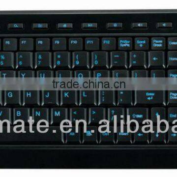 Indigo Black slim line Blue LED USB illuminated Keyboard MultiMedia Keys