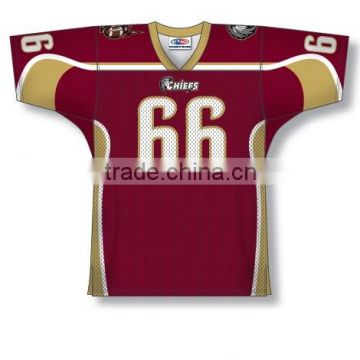 Polyester Spandex custom Sublimated Red/Gold/White American Football Jersey/Shirt