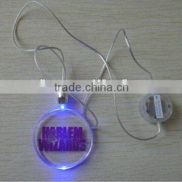 Led Flashing Round Pendant Blue Light Necklace