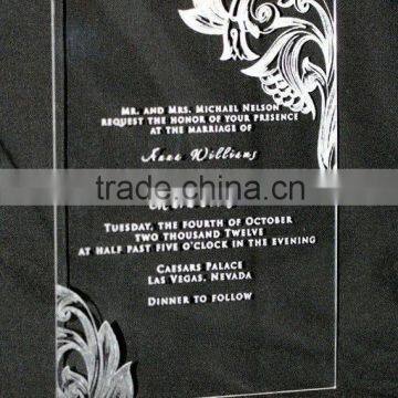 High Transparent custom acrylic invitation card