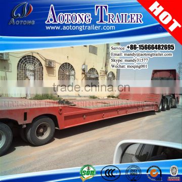 4 Axle Front Loading Lowbed Semi Trailer, Lowboy Truck trailer with folading gooseneck