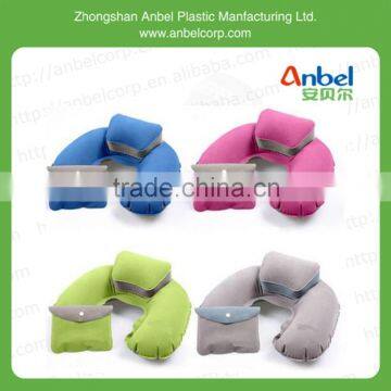 Travel Neck Pillow Kits U-Shape Cushion Portable Set Inflatable Soft Velvet Trip