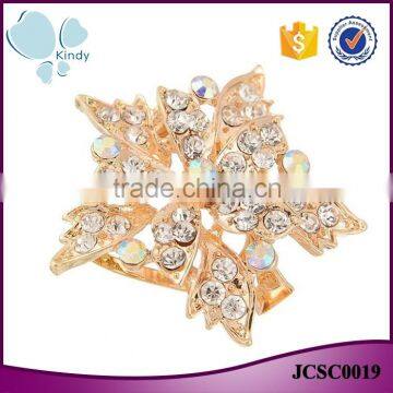 Cheap wholesale double layer zinc alloy rhinestone full jewelled scarf clip brooch