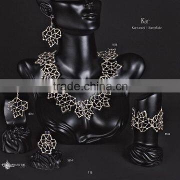 Ring Earring Bracelet Necklace Authentic Turkish Ottoman Jewelery Set Made in Istanbul