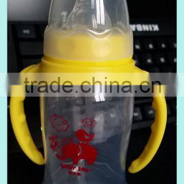 Economic and durable standard neck baby drinking bottle with straw