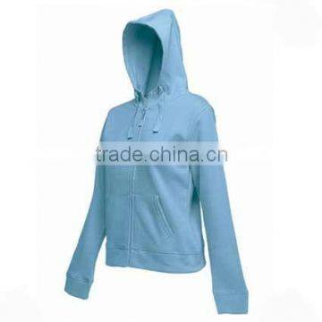 Ladies Zipper Up Plain Hooded Sweat Shirt