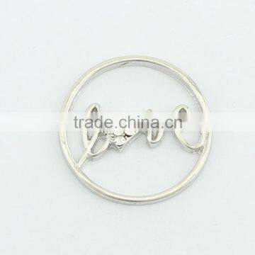 Fashion Alloy With Rhinestone Love Screen Plate For 30mm Glass Floating Locket