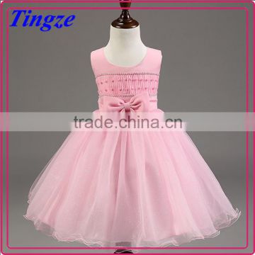 Lastest wholesale korean fashion girl style pink chiffon kids party wear dresses TR-WS32