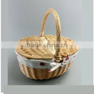 Liuqing Natural material wicker antique color for four person set picnic willow basket