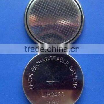 LIR2430 3.6V li-ion rechargeable button battery