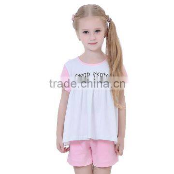 Hot fashion pink girl summer cotton express clothes set children boutique clothing