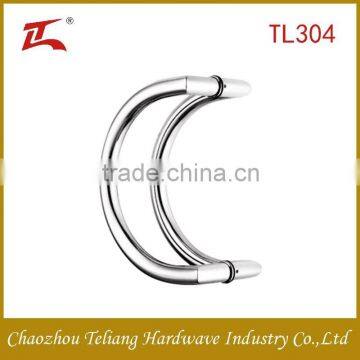 C Style Satin and Mirror Polish Stainless Steel Glass Pull Door Handle photo-2