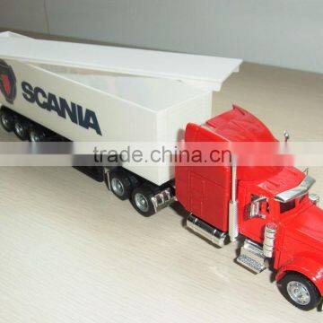 1:64 Die Cast Container Truck With Open Top Trailer,die Cast Truck Model,toy Truck Model