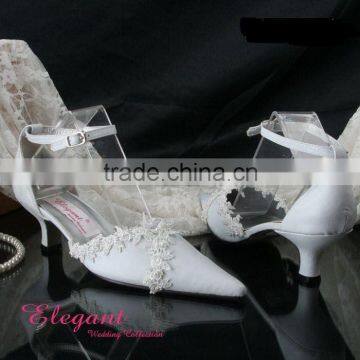 Lace and leather hot sell elegant wedding shose high quality WS-062