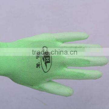 13 Guage 100% White Nylon Seamless Knitted pu Coated Palm Gloves photo-6