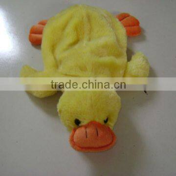 cheap promotional yellow duck soft plush animal shaped hot water bottle cover for 2000ml