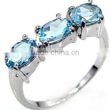 Genuine Blue Topaz & .925 Sterling Silver Ring Jewelry Ring Wholesale Silver Jewelry