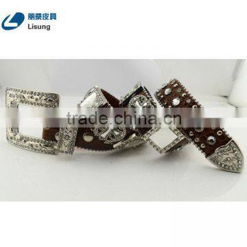 Men's Handmade Crocodile Leather Rhinestone Western Belts photo-2